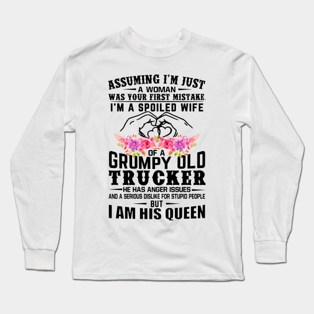 I'm A Spoiled Wife Of A Grumpy Old Trucker Wife Husband Matching Long Sleeve T-Shirt by Ripke Jesus